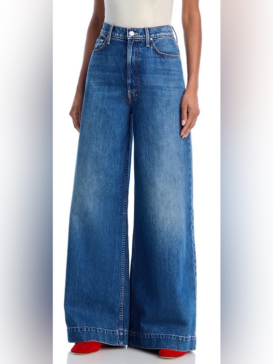 MOTHER Denim - MOTHER The Headiner Sneak High Rise Wide Leg Jeans in Green Thumb